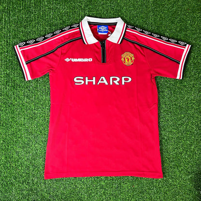 David Beckham Manchester United 1999 Red Retro Jersey Maillot Trikot Maglia Soccer Shirt