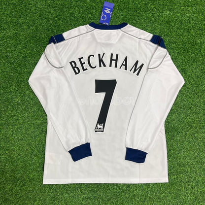 David Beckham Manchester United 2000-2001 White Retro Football Jersey Kit