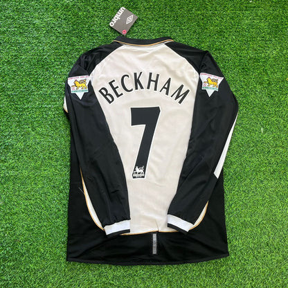 David Beckham Manchester United 2001/2002 Both Side Retro Long Sleeve Football Jersey