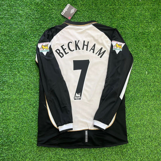 David Beckham Manchester United 2001/2002 Both Side Retro Long Sleeve Football Jersey