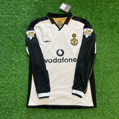 David Beckham Manchester United 2001/2002 Both Side Retro Long Sleeve Football Jersey