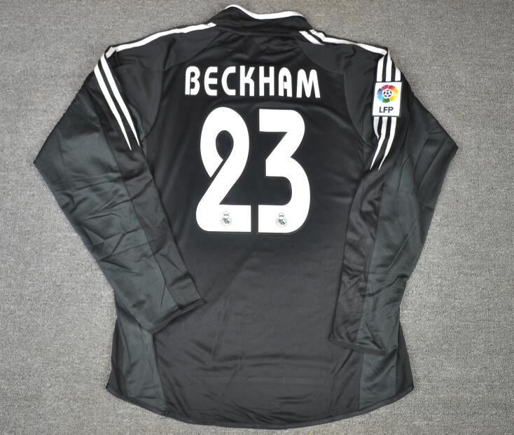 David Beckham #23 Real Madrid 2004-2005 Auswärtstrikot Schwarz Langarm Retro