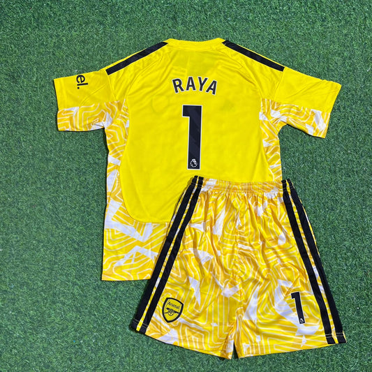 David Raya Arsenal 2026/2027 Nouvelle Saison Extérieur Jaune Maillot Enfant Gardien de But Kit Football