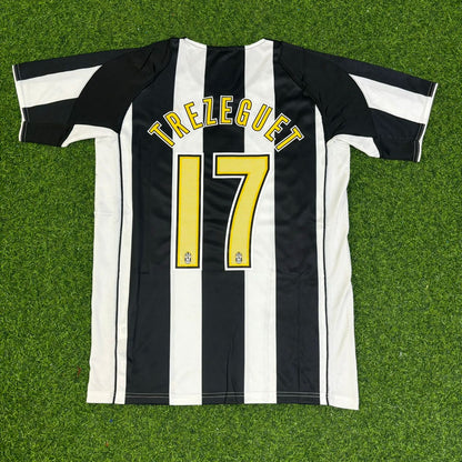 David Trezeguet #17 Juventus 2004-2005 Black White Home Retro Football Jersey