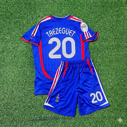 David Trezeguet #20 France 2006 World Cup Kids Blue Retro Football Jersey Kit