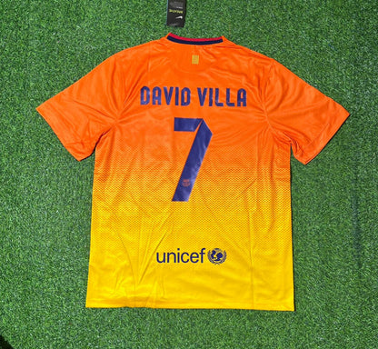 David Villa 7 Barcelona 2012-2013 Orange Retro Football Jersey Trikot