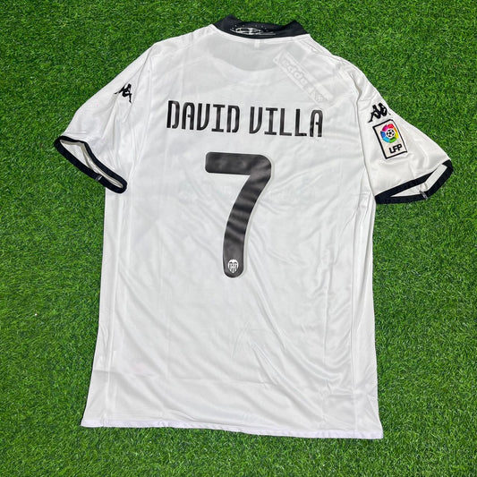David Villa #7 Valencia 2009-2010 Home Retro Football Jersey