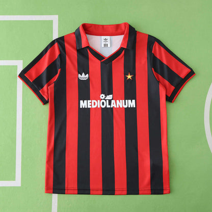 A.C. Milan 1990-1991 Season Retro Home Kids Football Jersey Trikot Maillot
