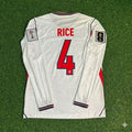 Declan Rice #4 England 2026 World Cup Home White Long Sleeve Jersey