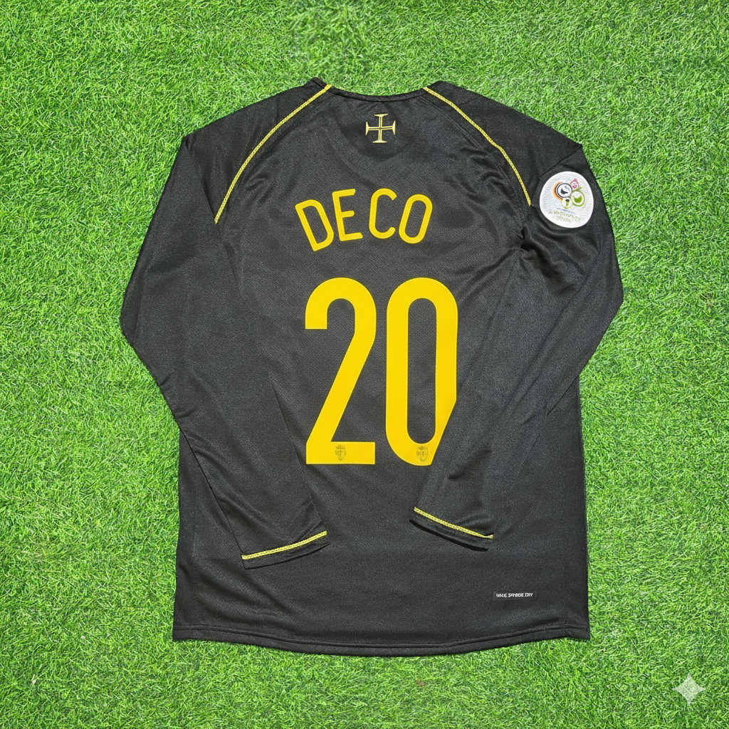 Deco Portugal 2006 World Cup Long Sleeve Black Retro Football Jersey