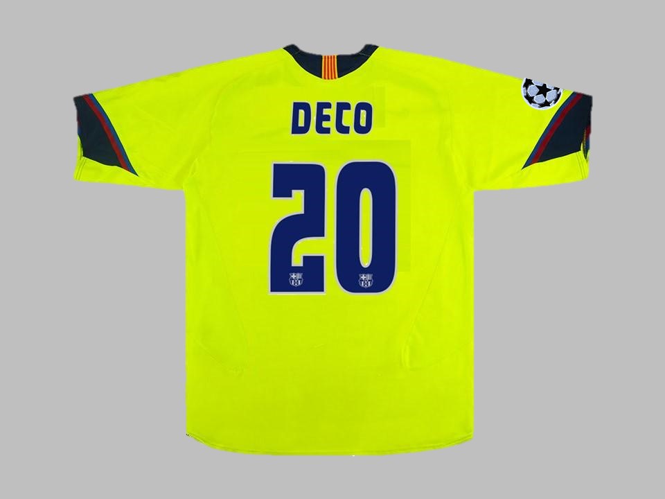 Deco #20 Barcelona 2005 2006 Green Yellow Retro Jersey Trikot Maillot Soccer Shirt
