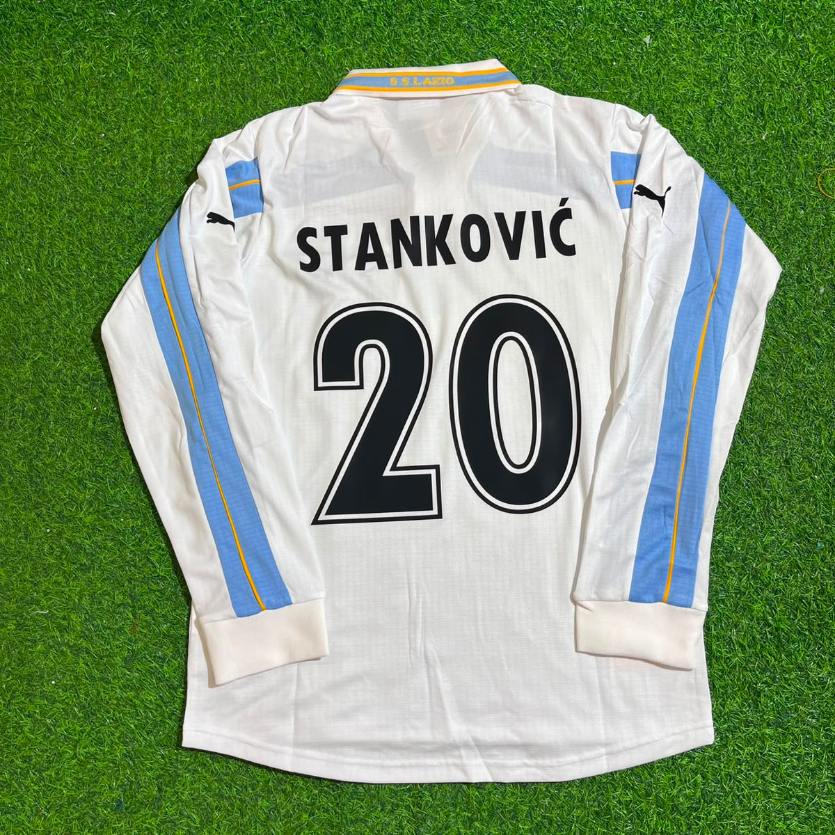 Dejan Stanković Lazio 1999/2000 weißes Retro-Fußballtrikot mit langen Ärmeln