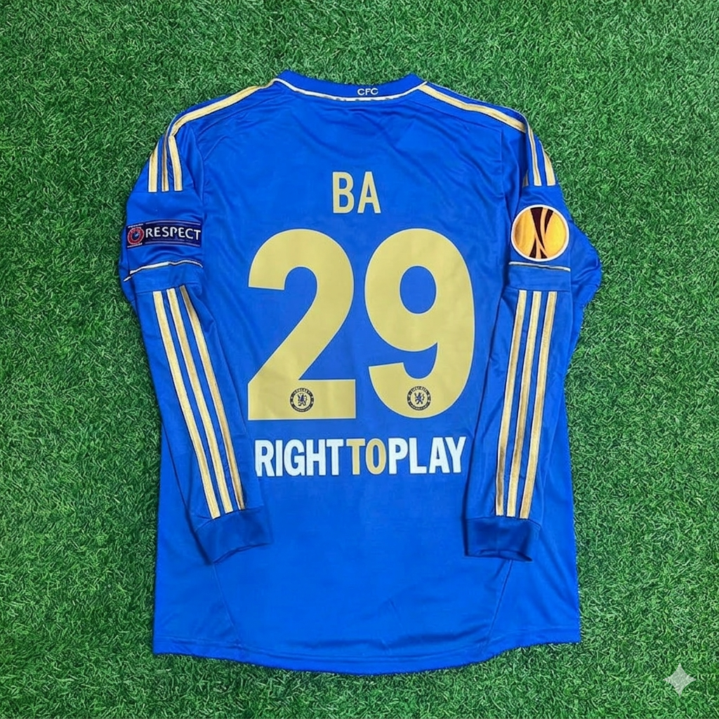 Maillot de football rétro bleu Chelsea 2013 – Finale de l’Europa League à Amsterdam – Demba Ba 29