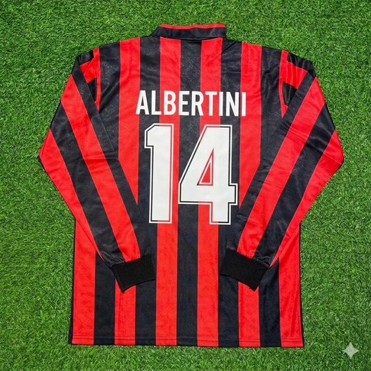 Demetrio Albertini #14 AC Milan 1989-1990 Retro Long Sleeve Football Jersey