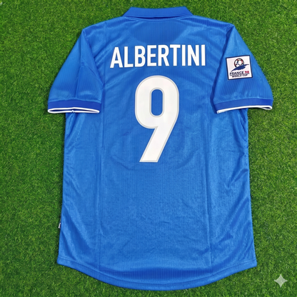 Demetrio Albertini Italy 1998 World Cup Home Blue Retro Football Jersey