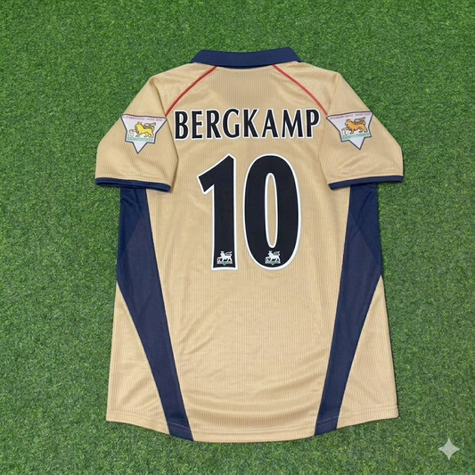 Dennis Bergkamp #10 Camiseta retro dorada de visitante del Arsenal 2001-2002