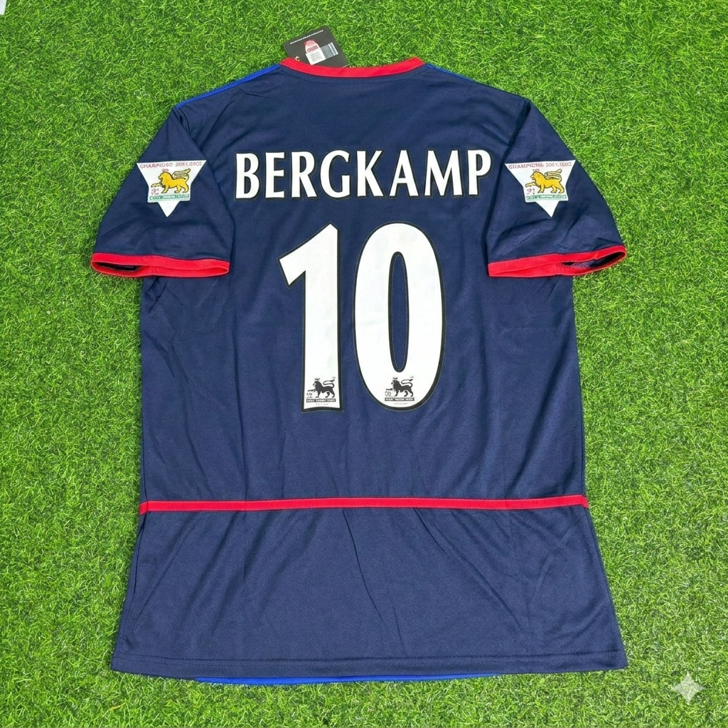 Dennis Bergkamp 10 - Arsenal 2002-2004 Maillot Rétro Noir et Bleu o2 Trikot Maglia Camiseta Maillot de Football