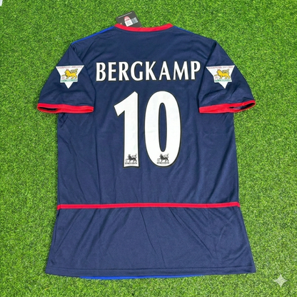 Dennis Bergkamp 10 - Arsenal 2002-2004 Maillot Rétro Noir et Bleu o2 Trikot Maglia Camiseta Maillot de Football