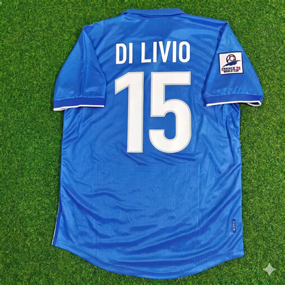 Angelo Di Livio Italy 1998 World Cup Home Blue Retro Football Jersey