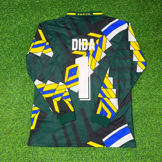 Maillot de football rétro à manches longues Dida Brésil Coupe du Monde