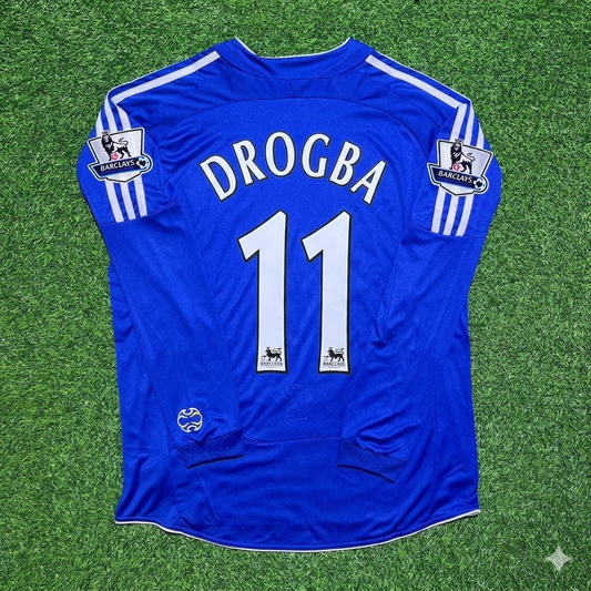Chelsea 2006/08 Long Sleeve EPL Patch Football Jersey – Didier Drogba 11
