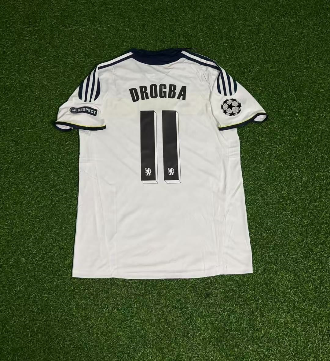 Chelsea 2011/12 CL White Yellow Retro Jersey – Didier Drogba 11