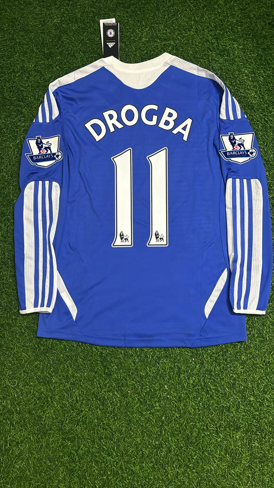 Didier Drogba Chelsea 2011 2012 EPL Patch Retro Langarm Trikot