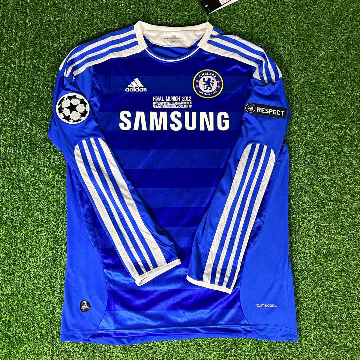 Maillot de football rétro à manches longues David Luiz #4 Chelsea Ligue des Champions 2012 Finale de Munich