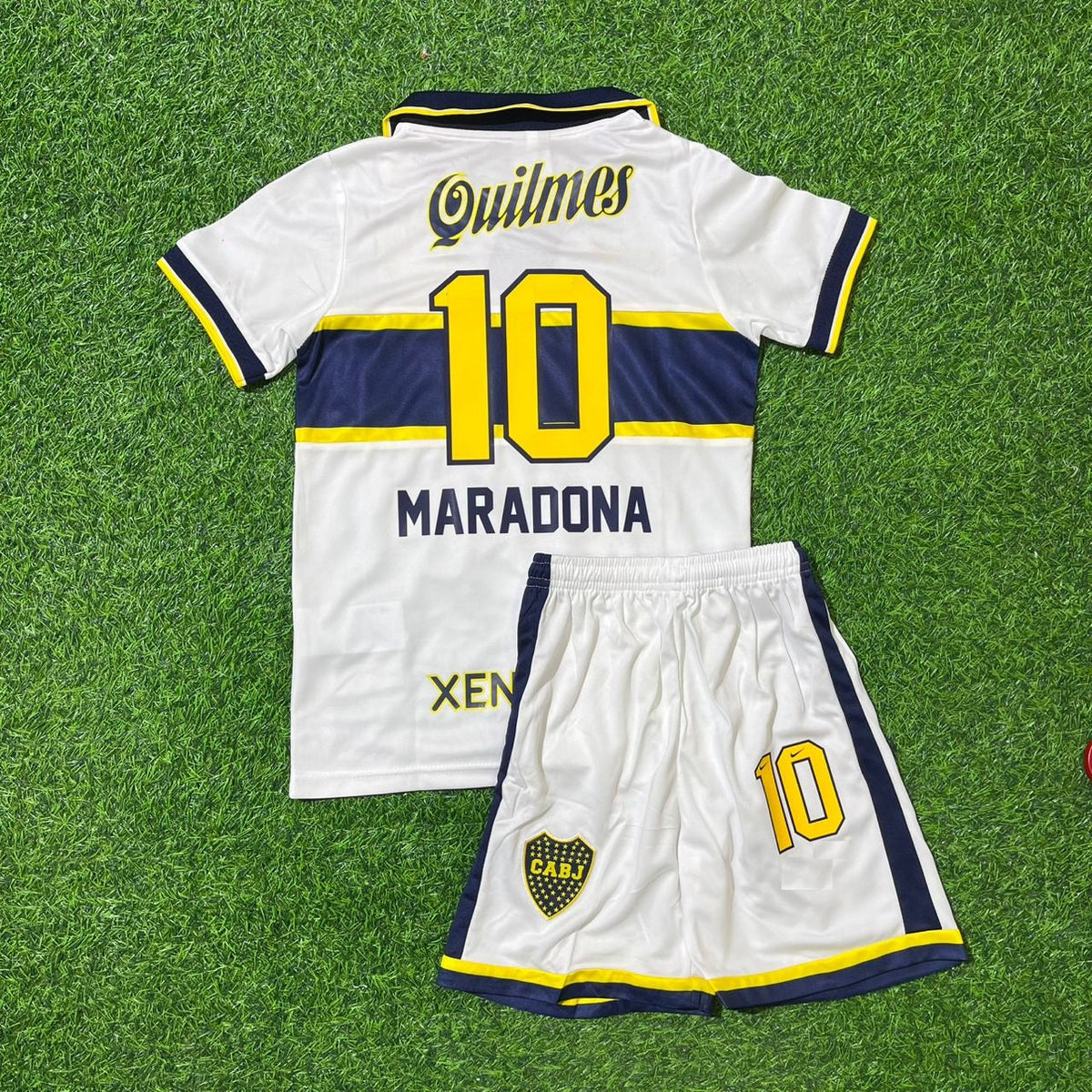 Diego Armando Maradona 10 Boca Juniors Retro Kinder Fußballtrikot-Set