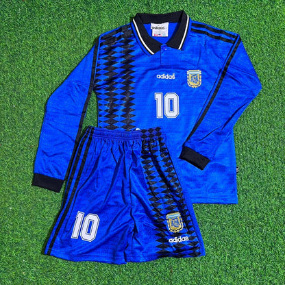 Argentina 1994 World Cup Long Sleeve Blue Kids Retro Football Jersey – Diego Maradona