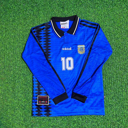 Argentina 1994 World Cup Long Sleeve Blue Kids Retro Football Jersey – Diego Maradona