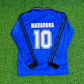 Diego Armando Maradona Argentinien 1994 Saison Auswärts Blau Langarm Retro Trikot Fußballtrikot