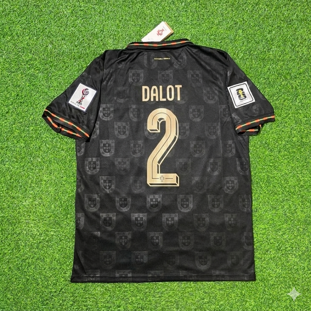 Diogo Dalot #2 Portugal 2026 World Cup Black Football Jersey