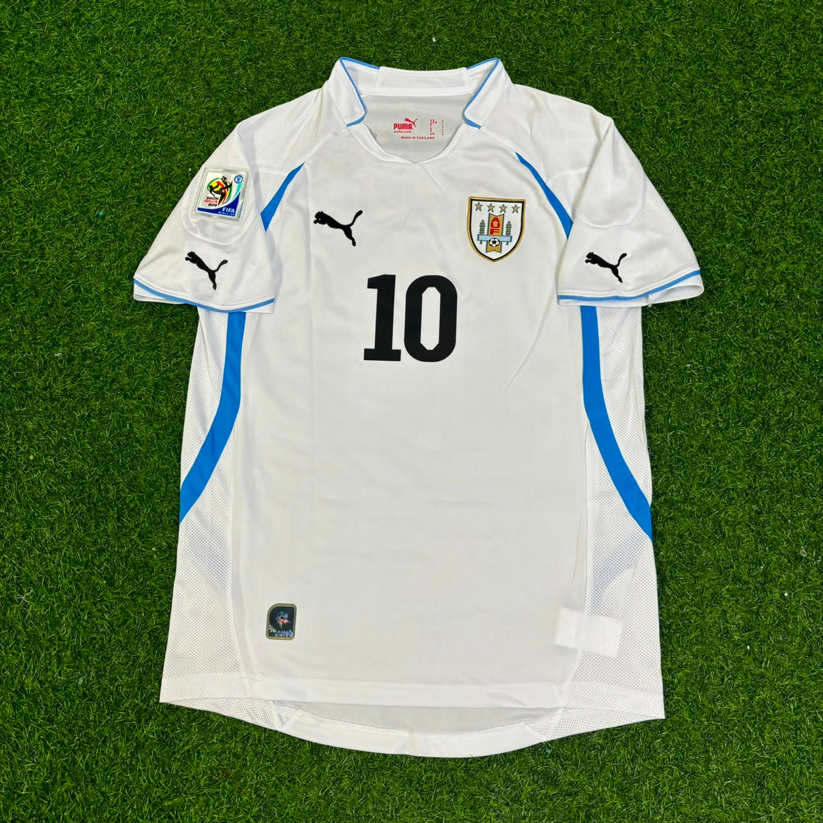 Diego Forlán Uruguay WM 2010 Weißes Retro-Fußballtrikot