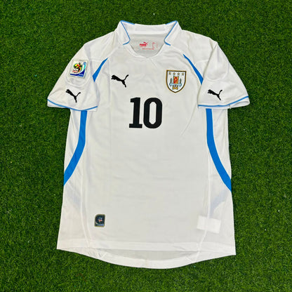 Diego Forlán Uruguay WM 2010 Weißes Retro-Fußballtrikot