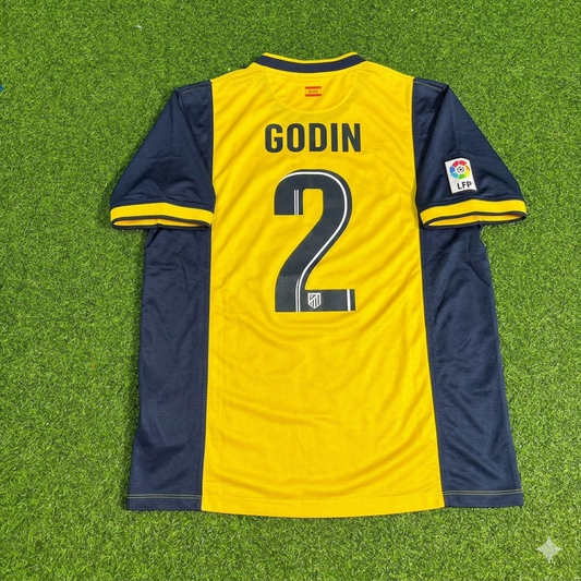 Maillot de football jaune extérieur Diego Godín #2 Atlético Madrid 2013-2014