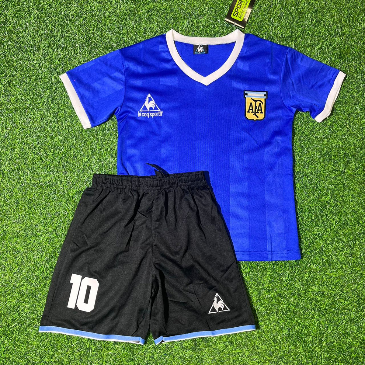 Diego Maradona Argentina 1986 World Cup Final Blue Kids Retro Football Jersey Kit