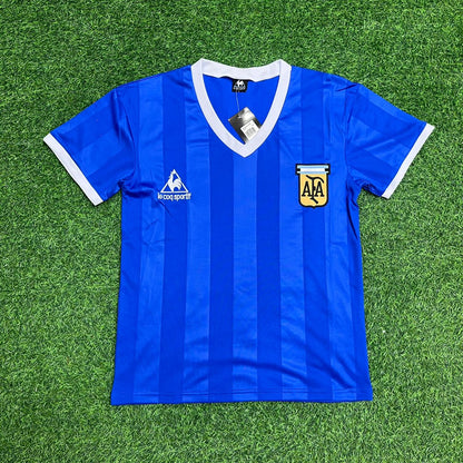 Diego Maradona Argentinien 1986 WM-Finale Blaues Retro-Fußballtrikot-Set