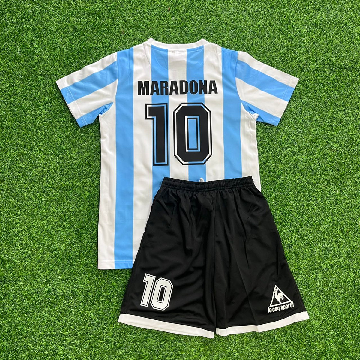 Kit maillot de football rétro Diego Maradona Argentine pour enfants
