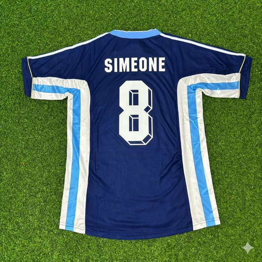 Diego Simeone #8 Argentina 1998 World Cup Blue Retro Football Jersey