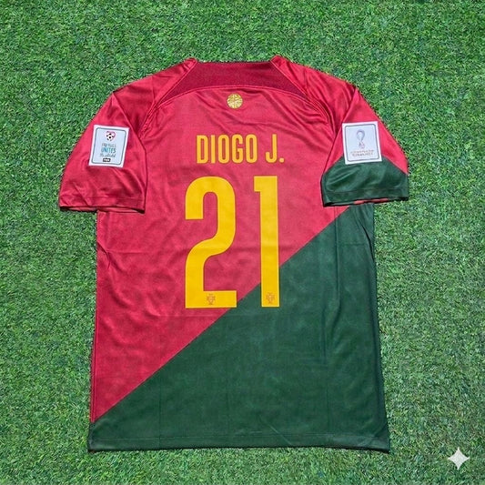 Diogo Jota #21 Portugal 2022 World Cup Home Retro Football Jersey