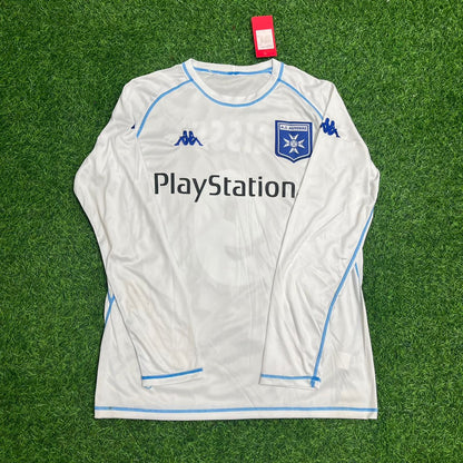 Laurent Blanc Auxerre Commemorative White Long Sleeve Retro Jersey Maillot