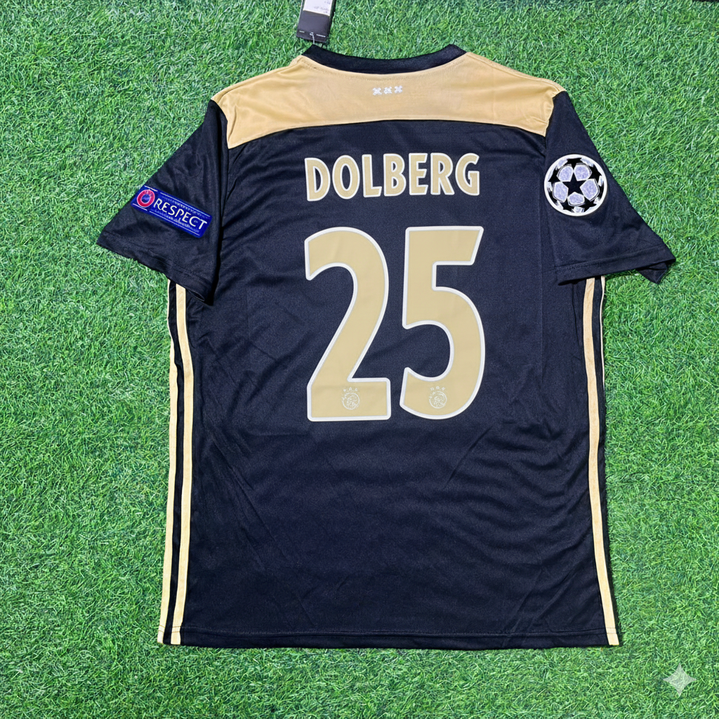 Ajax 2018/19 Champions League Black Retro Football Jersey – Kasper Dolberg