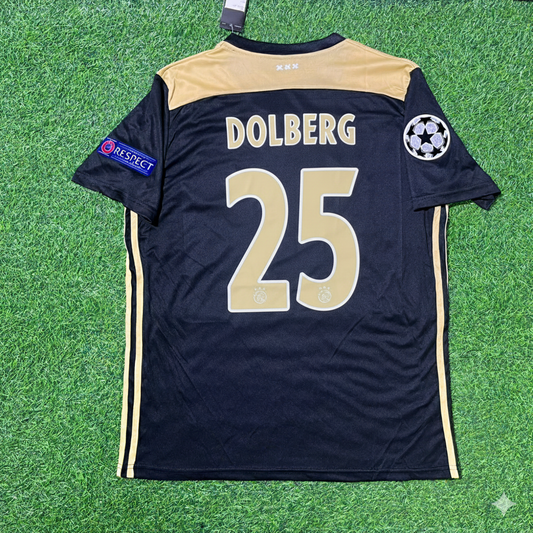 Ajax 2018/19 Champions League Schwarzes Retro-Fußballtrikot – Kasper Dolberg