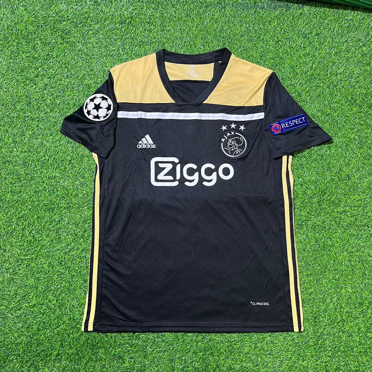 Ajax 2018/19 Champions-League-Schwarz-Retro-Fußballtrikot – Donny van de Beek