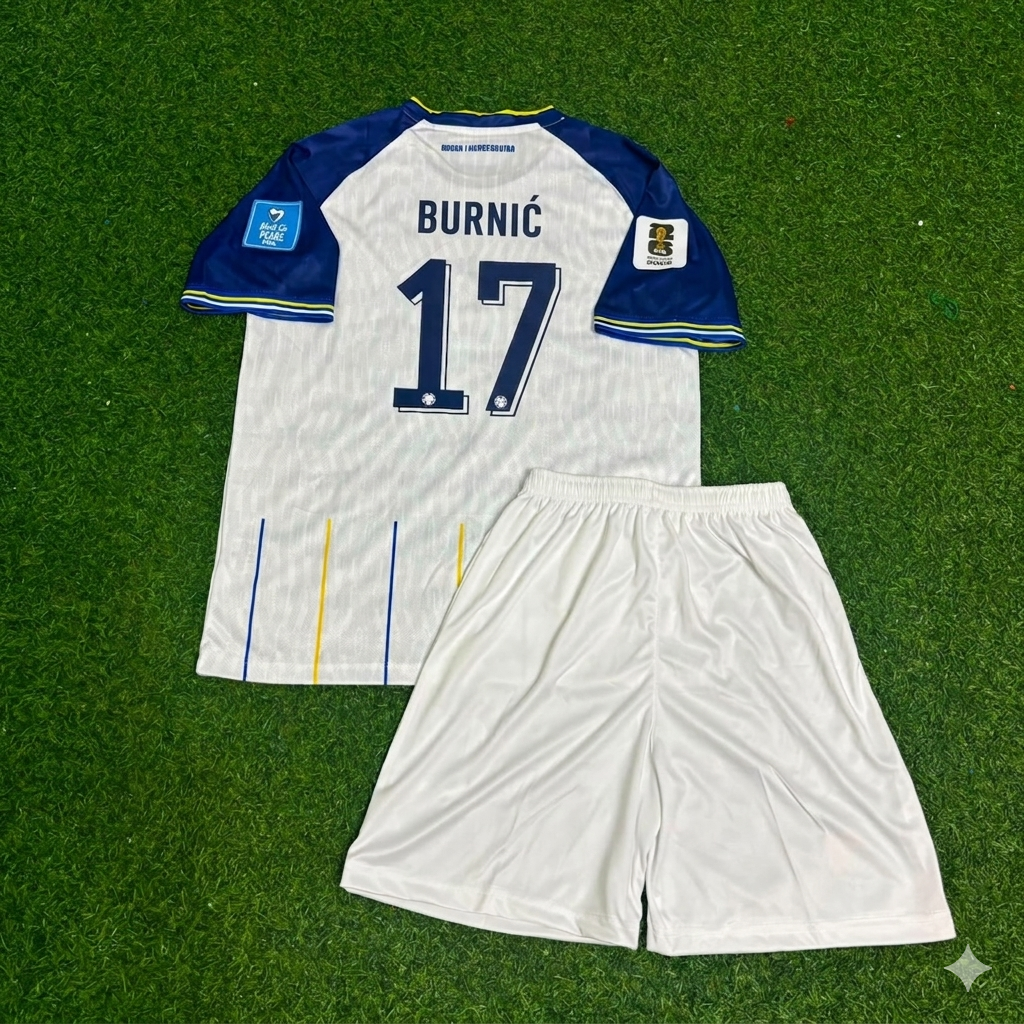 Dzenis Burnić Bosnia and Herzegovina 2026 World Cup Away White Kids Kit Football Jersey
