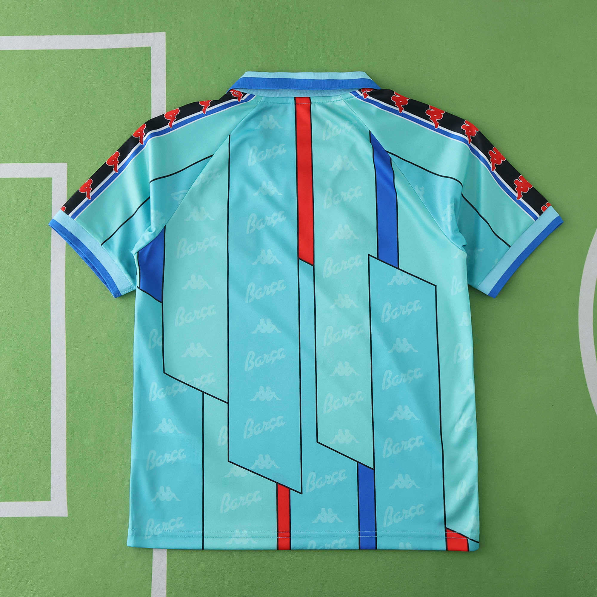 FC Barcelona 1996-1997 Season Away Blue Retro Kids Football Jersey Trikot Maillot