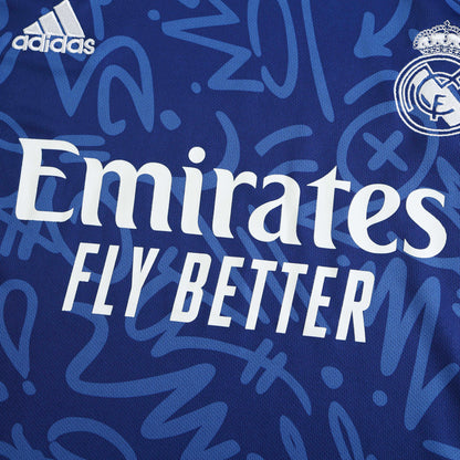 Real Madrid C.F. 2021-2022 Season Away Blue Retro Football Jersey Trikot Maillot