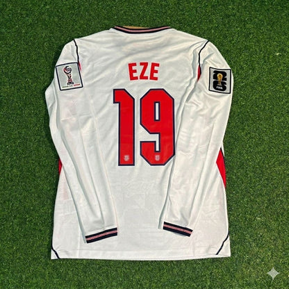 Maillot domicile manches longues blanc Eberechi Eze #19 Angleterre Coupe du Monde 2026
