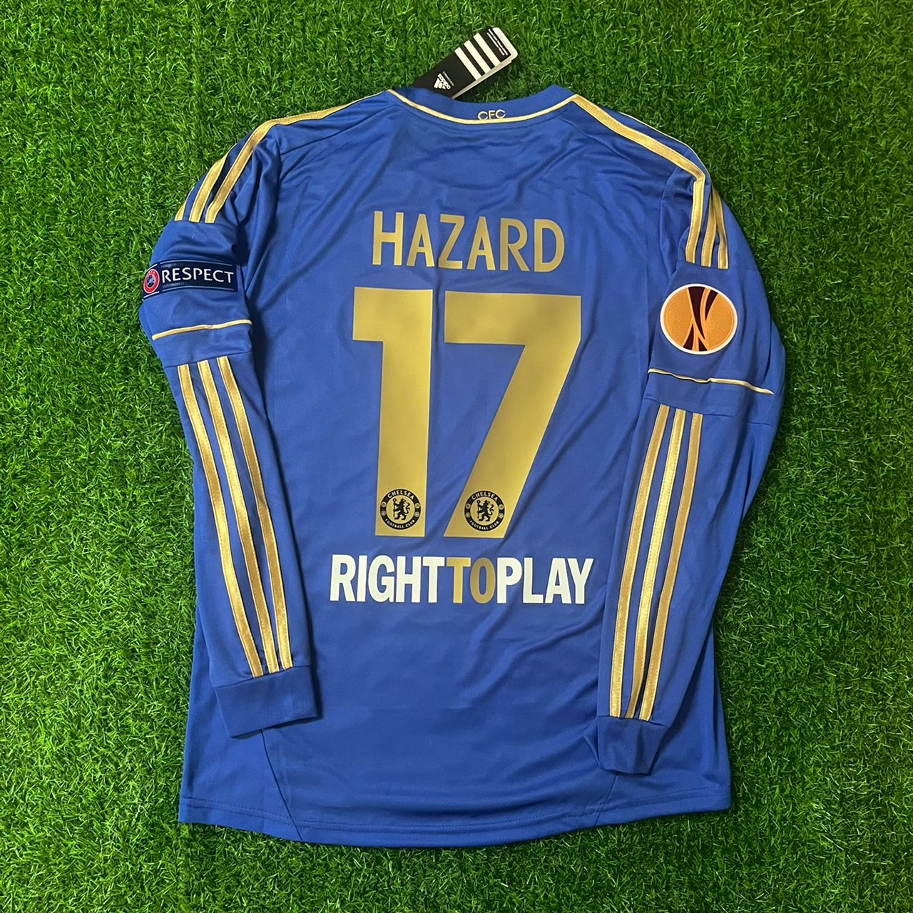 Eden Hazard Chelsea 2013 Europa League Finale Amsterdam Blaues Retro-Fußballtrikot